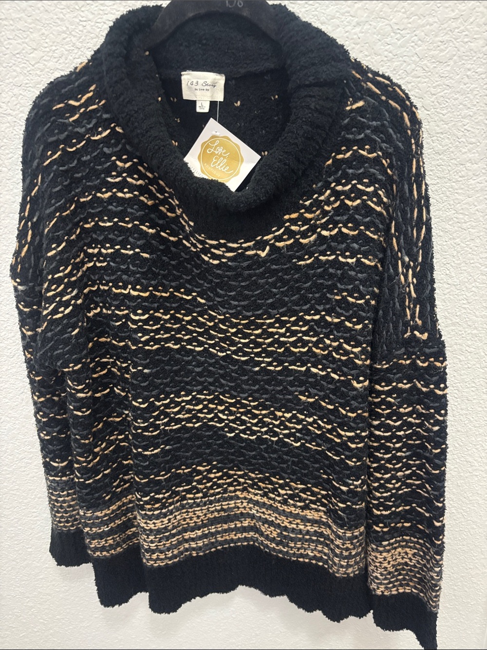 1.4.3. Story by Line Up Black and Tan Cowl Neck Sweater